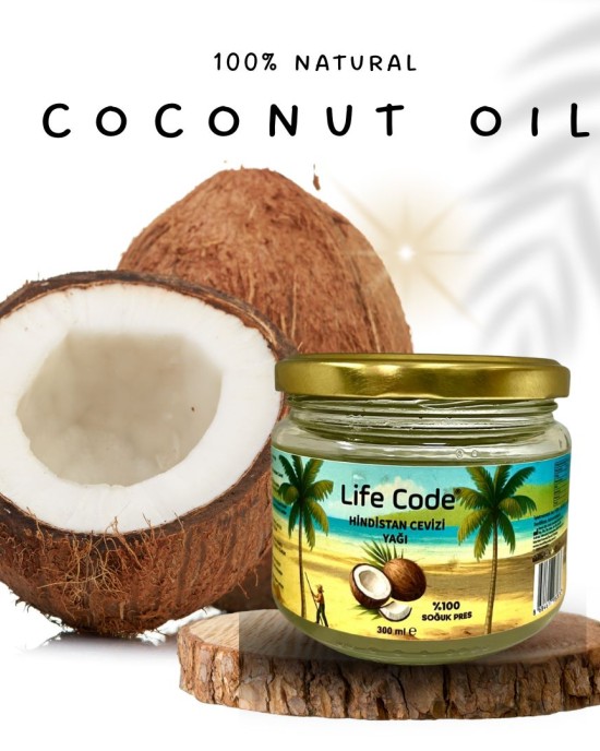 LİFE CODE Life Code %100 Doğal Soğuk Sıkım Hindistan Cevizi Yağı 300 ml