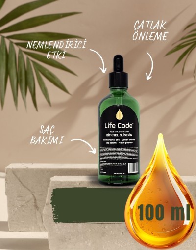 LİFE CODE Gliserin Bitkisel Mega Boy, 100 ml. Damlalıklı Şişe