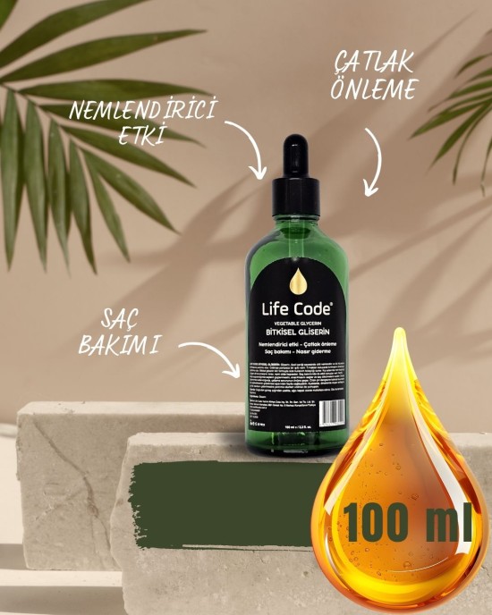 LİFE CODE Gliserin Bitkisel Mega Boy, 100 ml. Damlalıklı Şişe