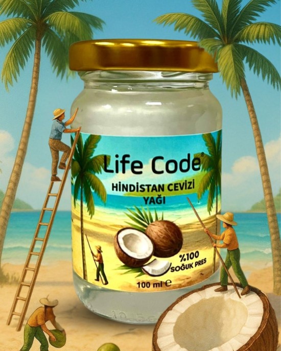 LİFE CODE Life Code %100 Doğal Soğuk Sıkım Hindistan Cevizi Yağı 100 ml