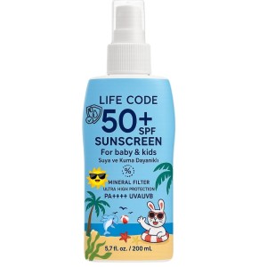 LİFE CODE Bebek Ve Çocuk Güneş Kremi Mineral Filtre Waterproof 50 Spf 200 ml