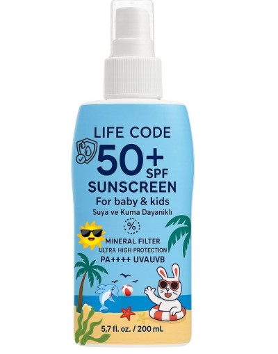 LİFE CODE Bebek Ve Çocuk Güneş Kremi Mineral Filtre Waterproof 50 Spf 200 ml