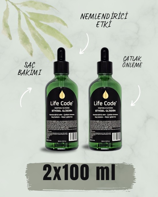 LİFE CODE Bitkisel Gliserin Damlalıklı Şişe 100 ml x2 adet